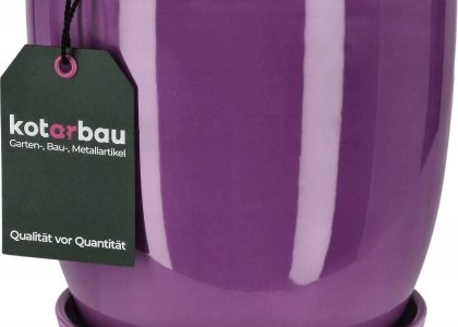 Doniczka Osłonka Ceramiczna Z Podstawką Fioletowa ⌀16cm