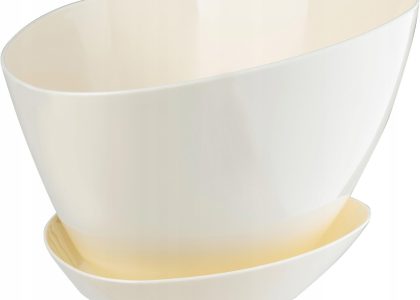 Doniczka Osłonka Na Kwiaty Podstawka Kremowa 23cm