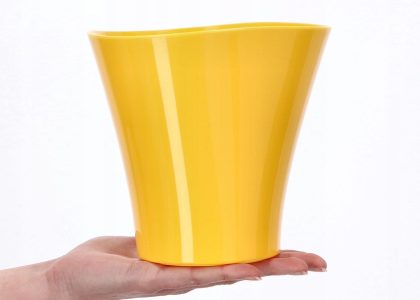 Doniczka Osłonka Na Kwiaty Wewnątrz Żółta 16 cm