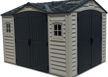 DURAMAX OGRODOWY DOMEK PLASTIKOWY APEX PRO 10.5’X8′, 7,6 M² – SZARY/ANTRACYT + KONSTRUKCJA PODŁOGOWA DURAMAX 40116