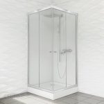 Duso Kwadratowa 90 Chrom Szkło Transparentne Ds402Qt