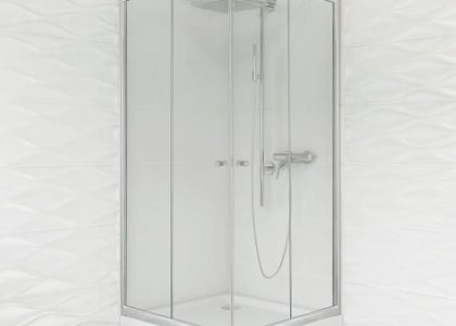 Duso Kwadratowa 90 Chrom Szkło Transparentne Ds402Qt