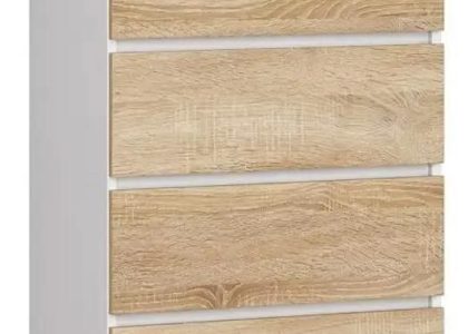 Elior Komoda Z Szufladami Bez Uchwytów Biała + Dąb Sonoma Ranti 3X 21568