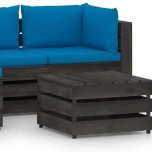 Emaga 6-Cz. Zestaw Wypoczynkowy Do Ogrodu Z Poduszkami Drewniany