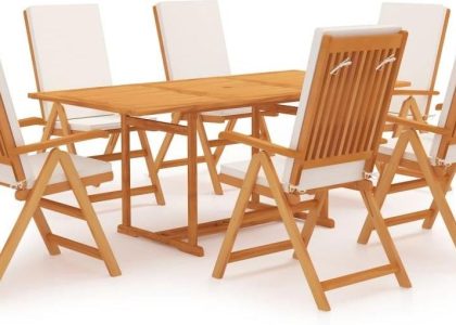 Emaga 7-Cz. Zestaw Mebli Ogrodowych Z Poduszkami Lite Drewno Tekowe