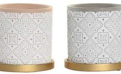Emaga Doniczka Dkd Home Decor Szary Niebieski Cement Kolor Zielony Jasnobrązowy Arabia 14x14x14cm 4 Sztuk