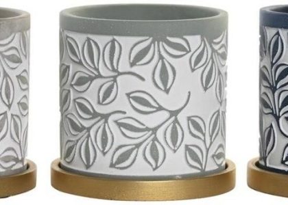 Emaga Doniczka Dkd Home Decor Szary Niebieski Cement Kolor Zielony Shabby Chic 13x13x14cm 4 Sztuk