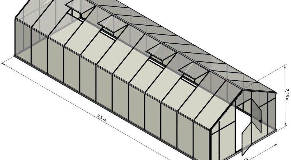 Emaga Szklarnia Sanus XL-24 2,9×8,5m H=2,25cm 24,6m2 poliwęglan 6mm (10203)