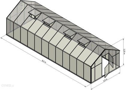 Emaga Szklarnia Sanus XL-24 2,9×8,5m H=2,25cm 24,6m2 poliwęglan 6mm (10203)