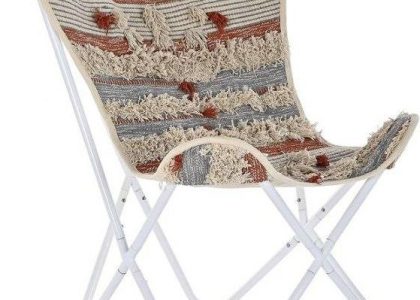Emaga Záhradná Stolička Dkd Home Decor Pomarańczowy Bawełna Biały Żelazo 74x65x90cm