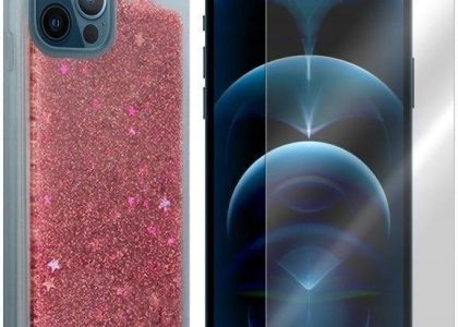 Etui Do Iphone 12 Pro Pokrowiec Brokat + Szkło 9H