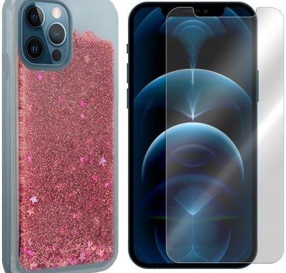 Etui Do Iphone 12 Pro Pokrowiec Brokat + Szkło 9H