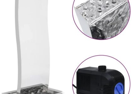 Falista Fontanna Ogrodowa Z Pompą Stal Nierdzewna 108cm