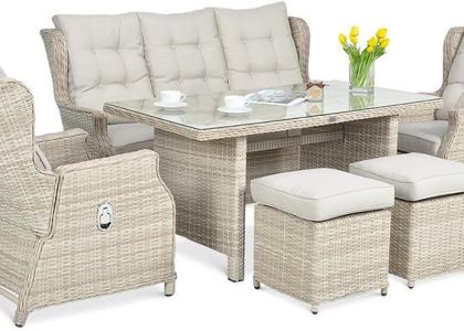 Focus Garden Meble Technorattanowe Baltimore Dining + Pufy Beige
