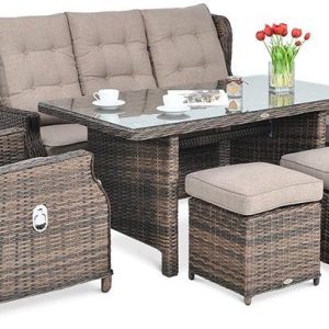 Focus Garden Meble Technorattanowe Baltimore Dining + Pufy Brown