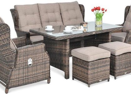 Focus Garden Meble Technorattanowe Baltimore Dining + Pufy Brown