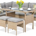 Focusgarden Narożnik z wysokim stołem i dwiema pufami Beige