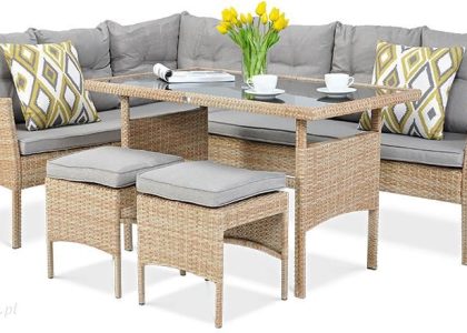 Focusgarden Narożnik z wysokim stołem i dwiema pufami Beige