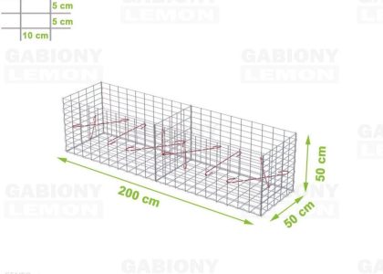 Gabionylemon Kosz Gabionowy 200X50X50Cm Z Okiem 10X5Cm Bez Sieci Napowietrznej