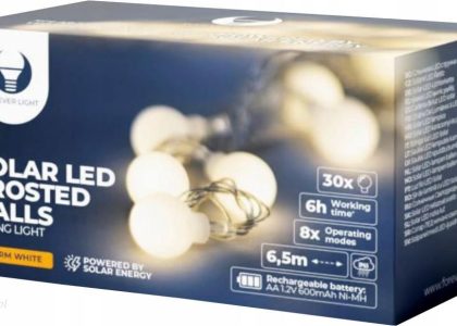 Girlanda Ogrodowa Solarna Lampki Led 30 Kulek 6,5M