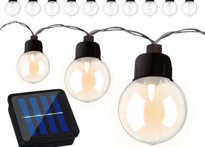 Girlanda Solarna Ogrodowa 20X Żarówek Kulek Led