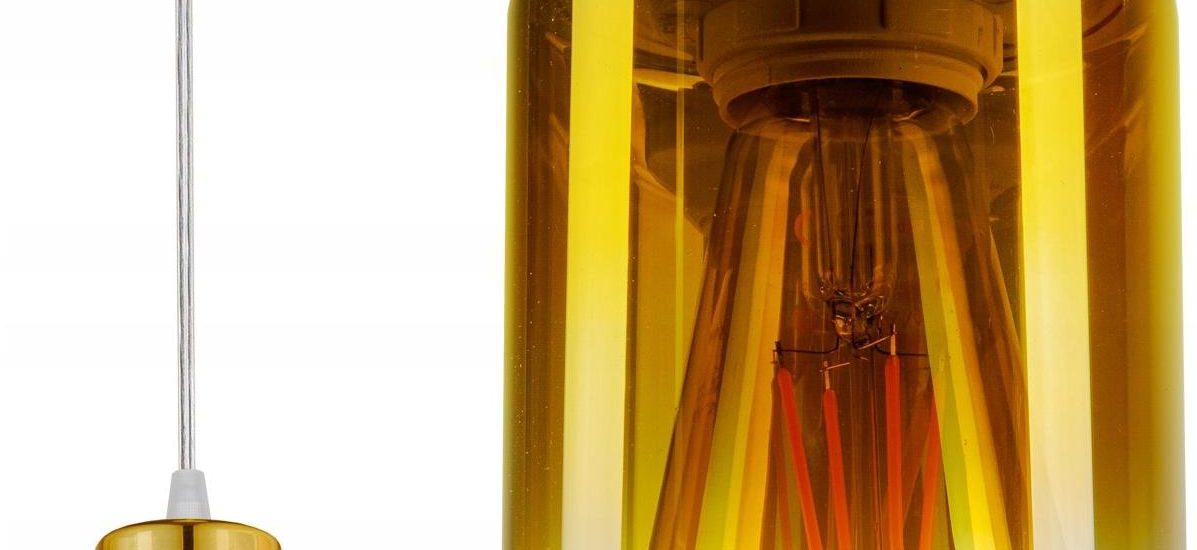 Glimex Lampa Wisząca Sufitowa Żyrandol Złota Szklana Led (Złtuba01)