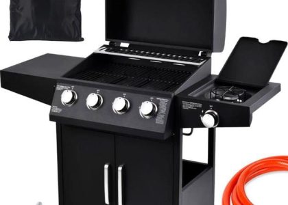 Grill Gazowy Ogrodowy Na Gaz Z Termometrem + Pokrowiec