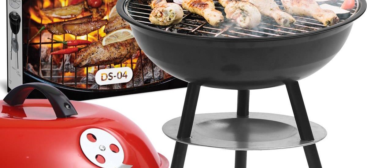 Grill Węglowy Okrągły Z Popielnikiem I Pokrywą
