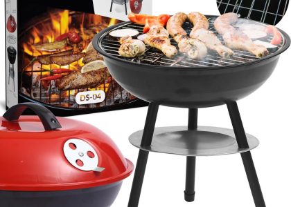 Grill Węglowy Okrągły Z Popielnikiem I Pokrywą