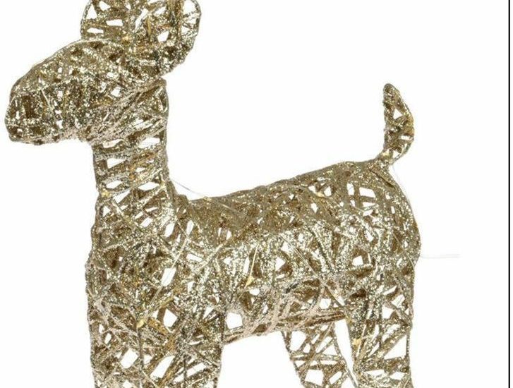 H& S Decoration Renifer Świąteczny Złoty Led 37 Cm 1374914188