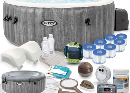 Intex 28440 Dmuchane Spa Jacuzzi Z Hydromasażem 196X71cm 4 Os. Szary