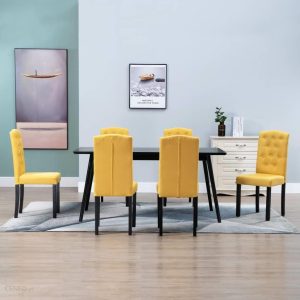 Krzesła do jadalni 6 szt żółte tapicerowane tkaniną kod V 276989