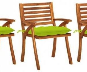Krzesła Ogrodowe Z Poduszkami 3szt. Lite Drewno Akacjowe