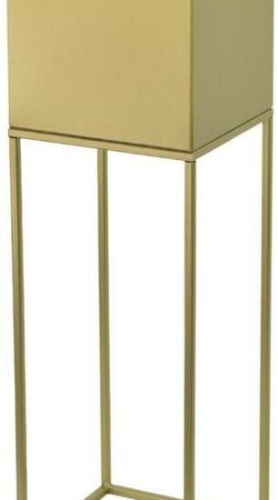 Kwietnik Osłonka Stojak Lorient 20X20X67cm Metalowy Złoty Loft