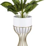 Kwietnik Stojący 46cm Złoto Biały Loft Geometryczny Stojak