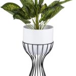 Kwietnik Stojący Z Osłonką Loft 46cm Czarno Biały Industrialny