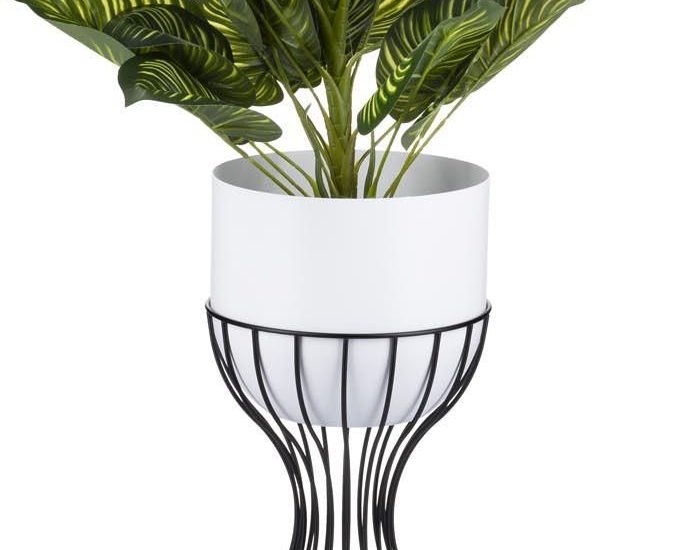 Kwietnik Stojący Z Osłonką Loft 46cm Czarno Biały Industrialny