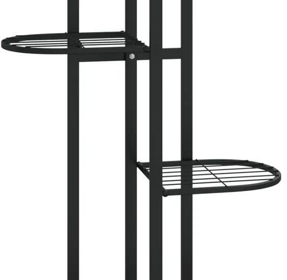 Kwietnik Z 4 Półkami I Kółkami 44X23X80 Cm Czarny Żelazny
