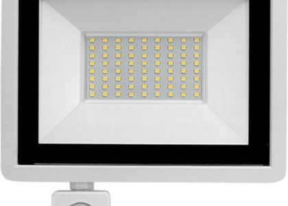 Lampa Led 50W Z Czujnikiem Ruchu 4500Lm Biała Ip65