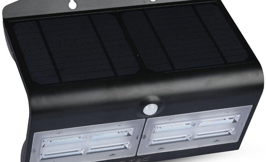 Lampa Led 7W Solarna Ścienna 4000K Z Czujnikiem Ruchu Czarny Vt-767 V-Tac