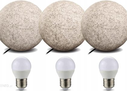 Lampa Ogrodowa Kula Klosz 28Cm Wbijana + Led 3x