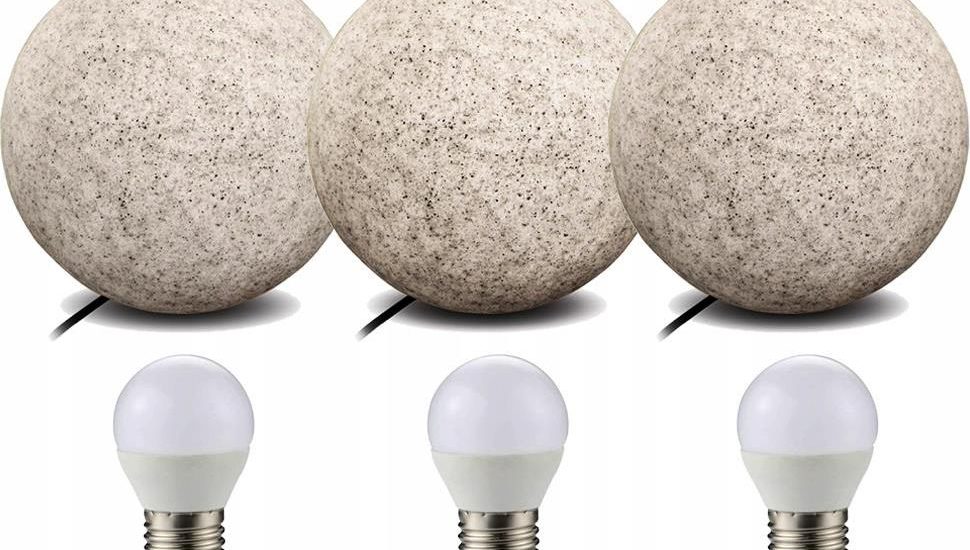 Lampa Ogrodowa Kula Klosz 28Cm Wbijana + Led 3x