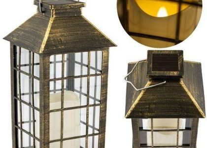 Lampa Ogrodowa Led Solarna Wisząca Latarenka 27Cm Patyna