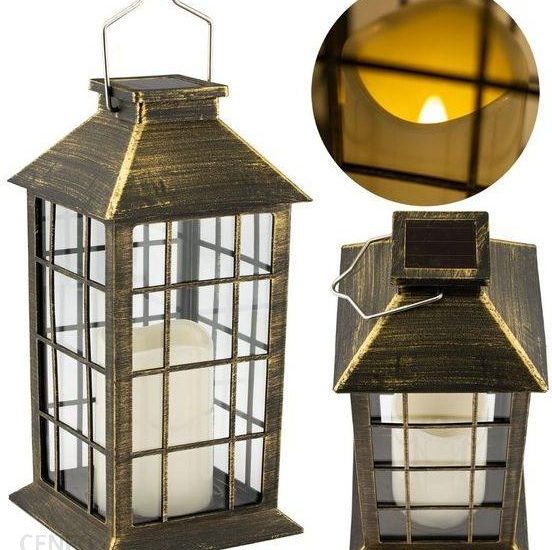 Lampa Ogrodowa Led Solarna Wisząca Latarenka 27Cm Patyna