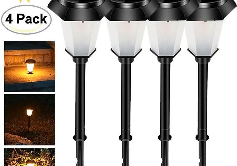 Lampka ogrodowa 4 lampki z efektem płomienia stojąca lub wisząca 12led