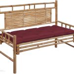 Ławka Ogrodowa Z Poduszką 120 Cm Bambusowa