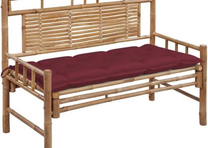 Ławka Ogrodowa Z Poduszką 120 Cm Bambusowa