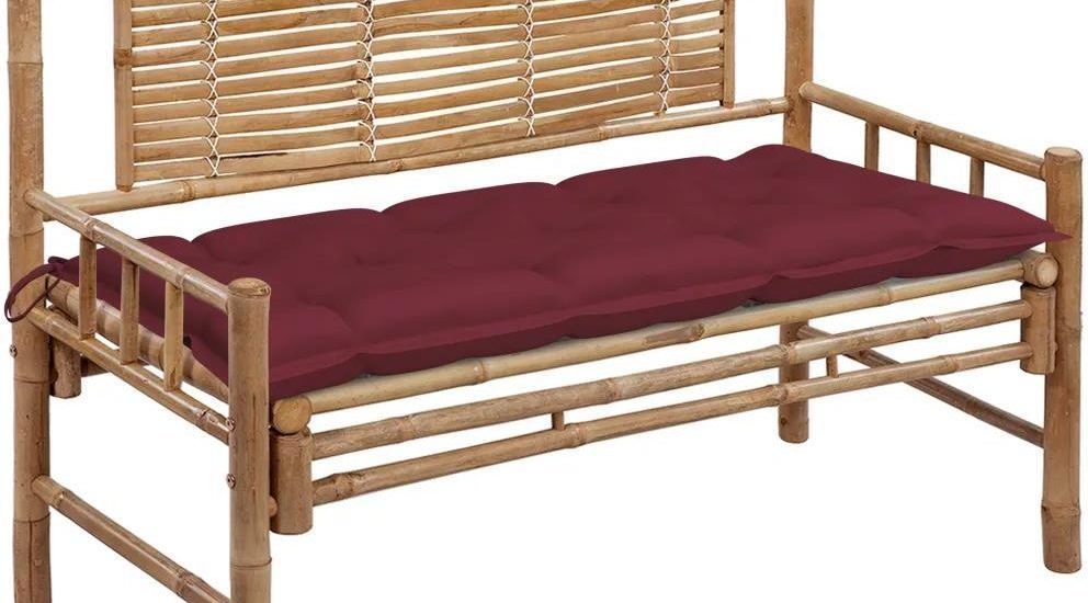 Ławka Ogrodowa Z Poduszką 120 Cm Bambusowa