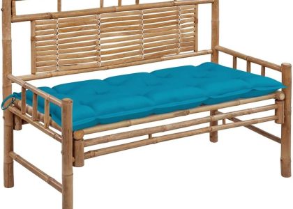 Ławka Ogrodowa Z Poduszką 120 Cm Bambusowa