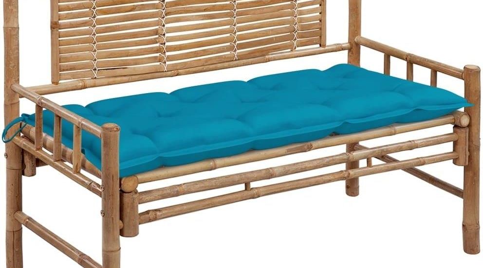 Ławka Ogrodowa Z Poduszką 120 Cm Bambusowa